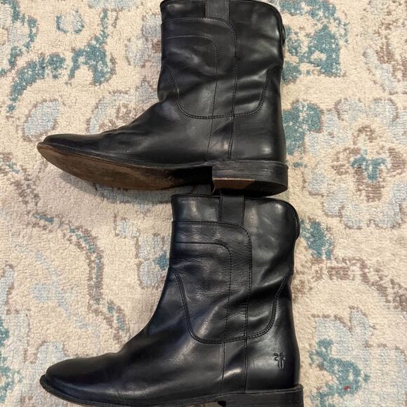 FRYE Paige Short Black Leather Riding Boots Size 7 - Picture 4 of 10